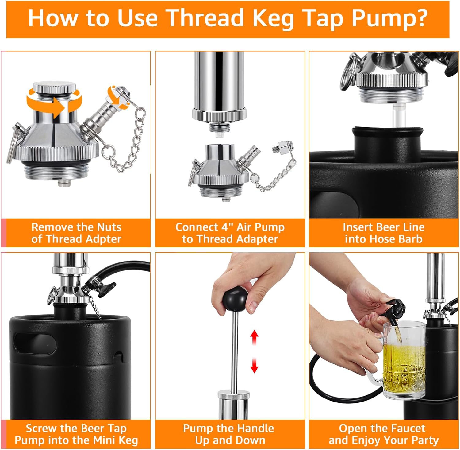 THREADED PICNIC KEG TAP For Mini Keg with Threaded Lid - Pump Pressurize and Dispense Soda Homebrew Coffee or Cider - Image 5