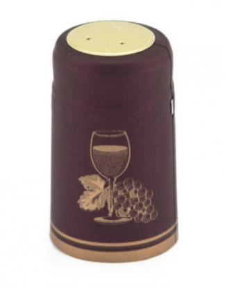 500PK MATTE MAROON GOLD CUP SHRINK CAPSULES Winery Quality Standard Size 30.5x55mm Metallic-Look PVC Heat Shrink Capsules