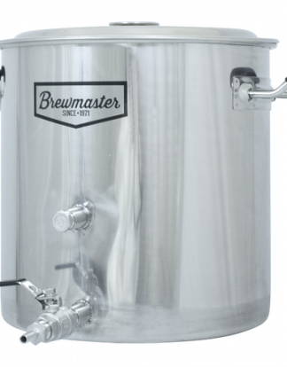ECO-POT 8.5 GALLON BREW KETTLE / STOCK POT With Lid Ball Valve Kit and 2 1/2" NPT Ports (34 Quart Lightweight)